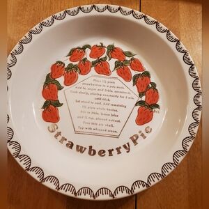 Vintage Strawberry Pie Recipe Pie Dish - Pie Plate